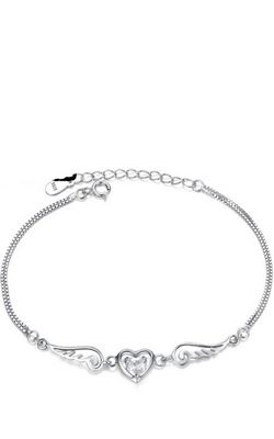 SS11036-2 S925 sterling silver angel wings lovers bracelet